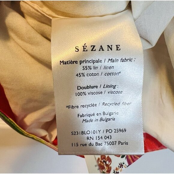 Sezane X Farm Rio Parioca Blouse One Shoulder Floral Cropped Top 40/US 8 - Picture 12 of 12